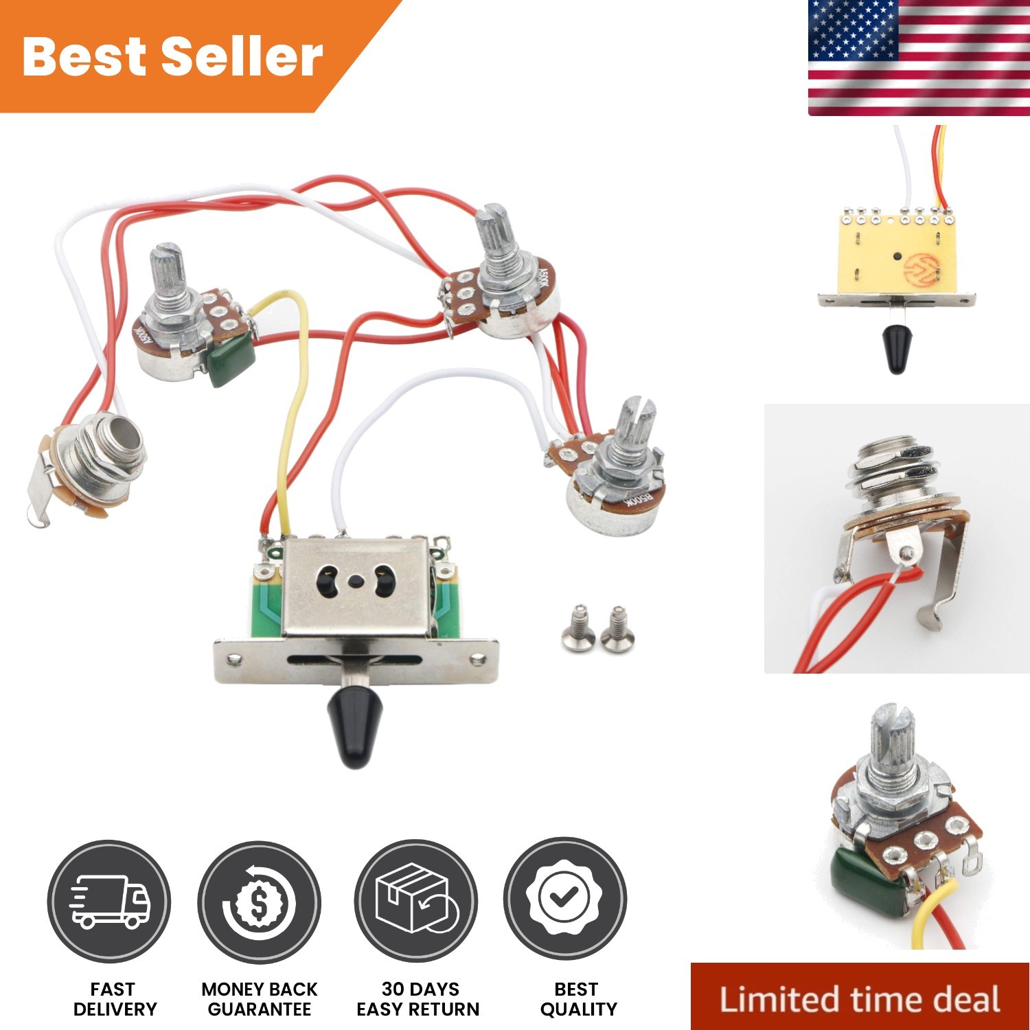 Upgrade Your Sound: Prewired Strat Wiring Harness with CTS Pots and 5-Way Switch