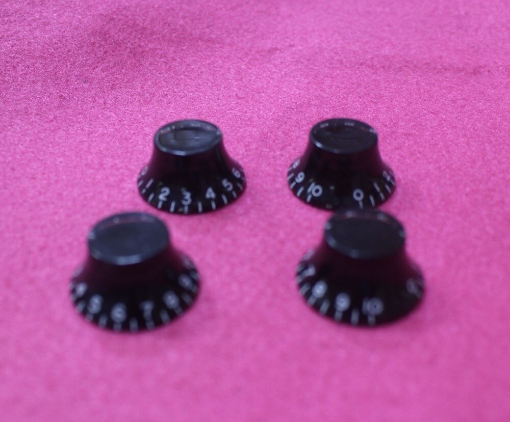 Black Bell Bonnet Knobs For Gibson USA CTS Pots (4) Made in Japan