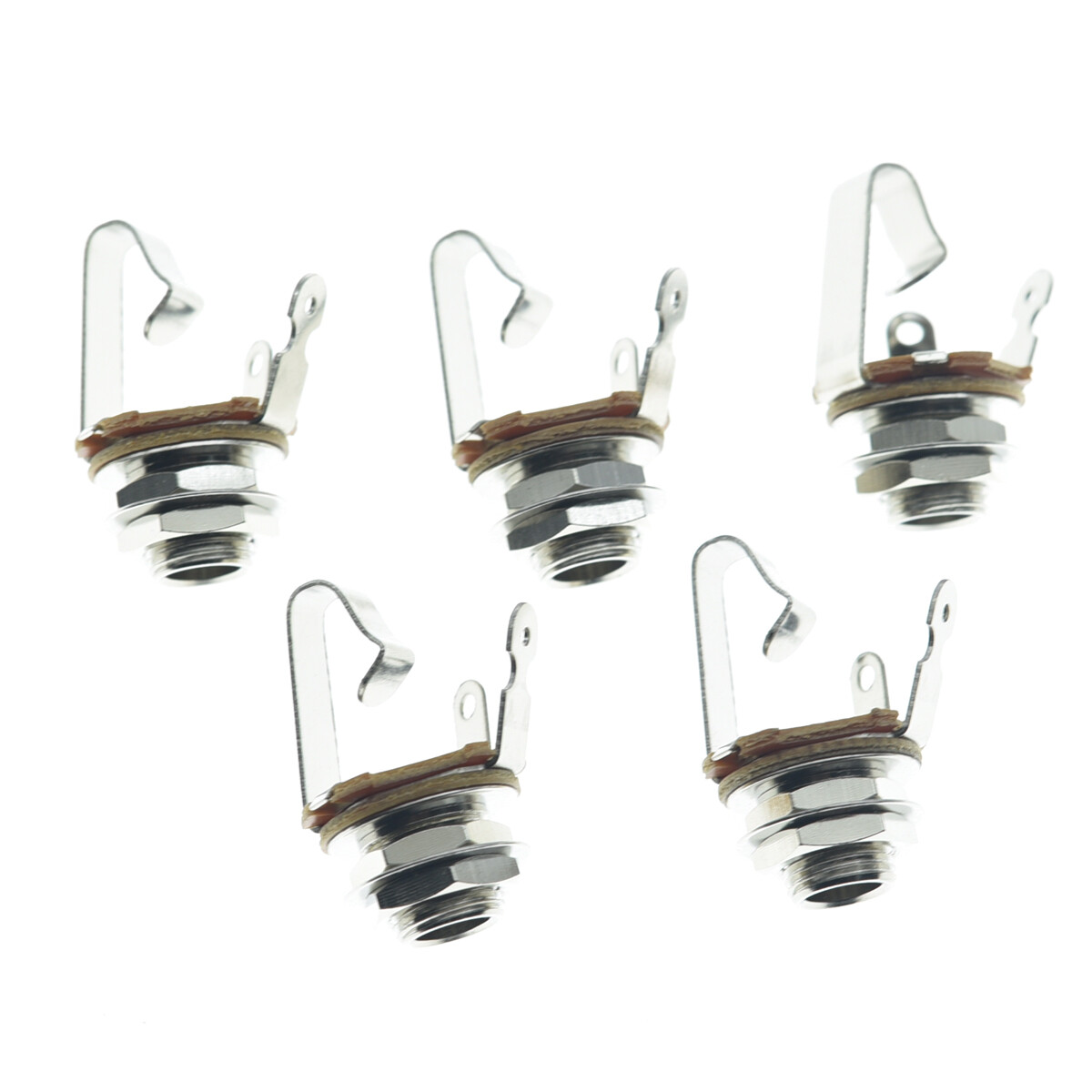 5pcs Brass Female Guitar/Bass Output/Input Jack 6.35mm TS Mono Panel Mount Jack-