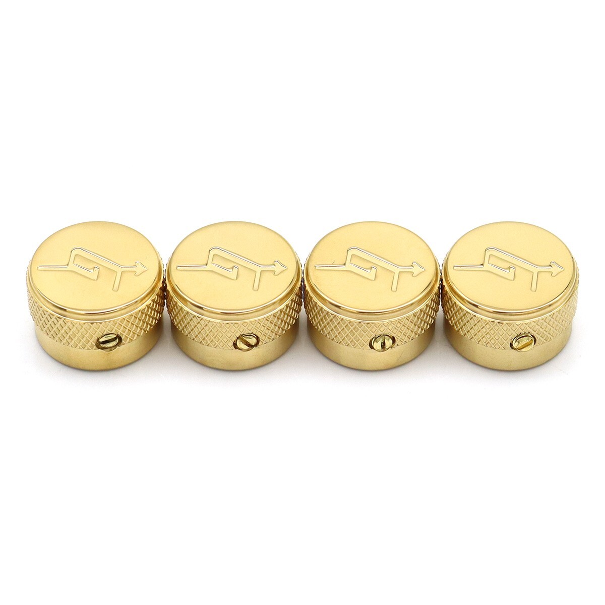 4Pcs Metal Guitar Knobs Gretsch ‘G’ Arrow Logo Knobs Gold with Flat Screwdriver