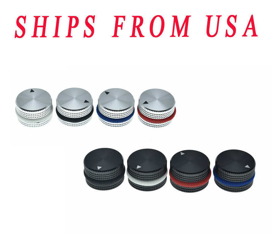 KAISH 4x Metal 1/4″(6.35mm) Universal Pot Knob w/ Rubber o-ring fits Guitar/Bass