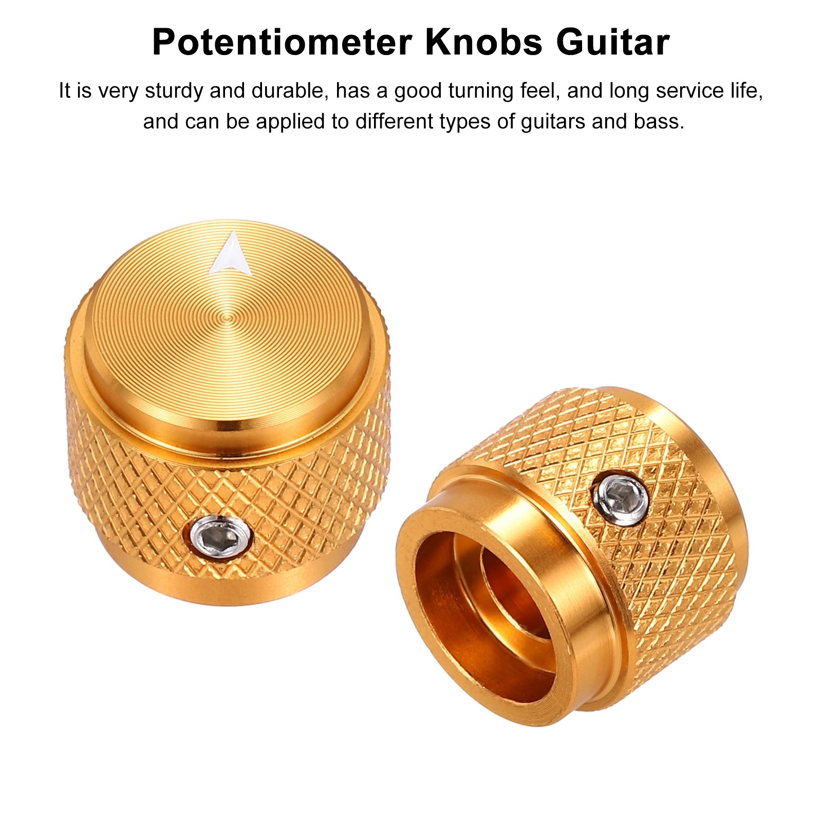 4PCS Guitar Knobs Metal Volume Tone Control Dome Knobs 1/4″ x 9/16″ Screw Gold