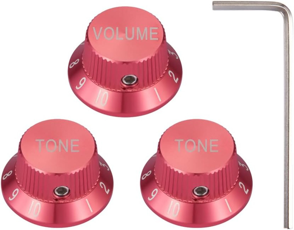3pcs Red Aluminum Guitar Volume Tone Control Knobs Fit Strat ST