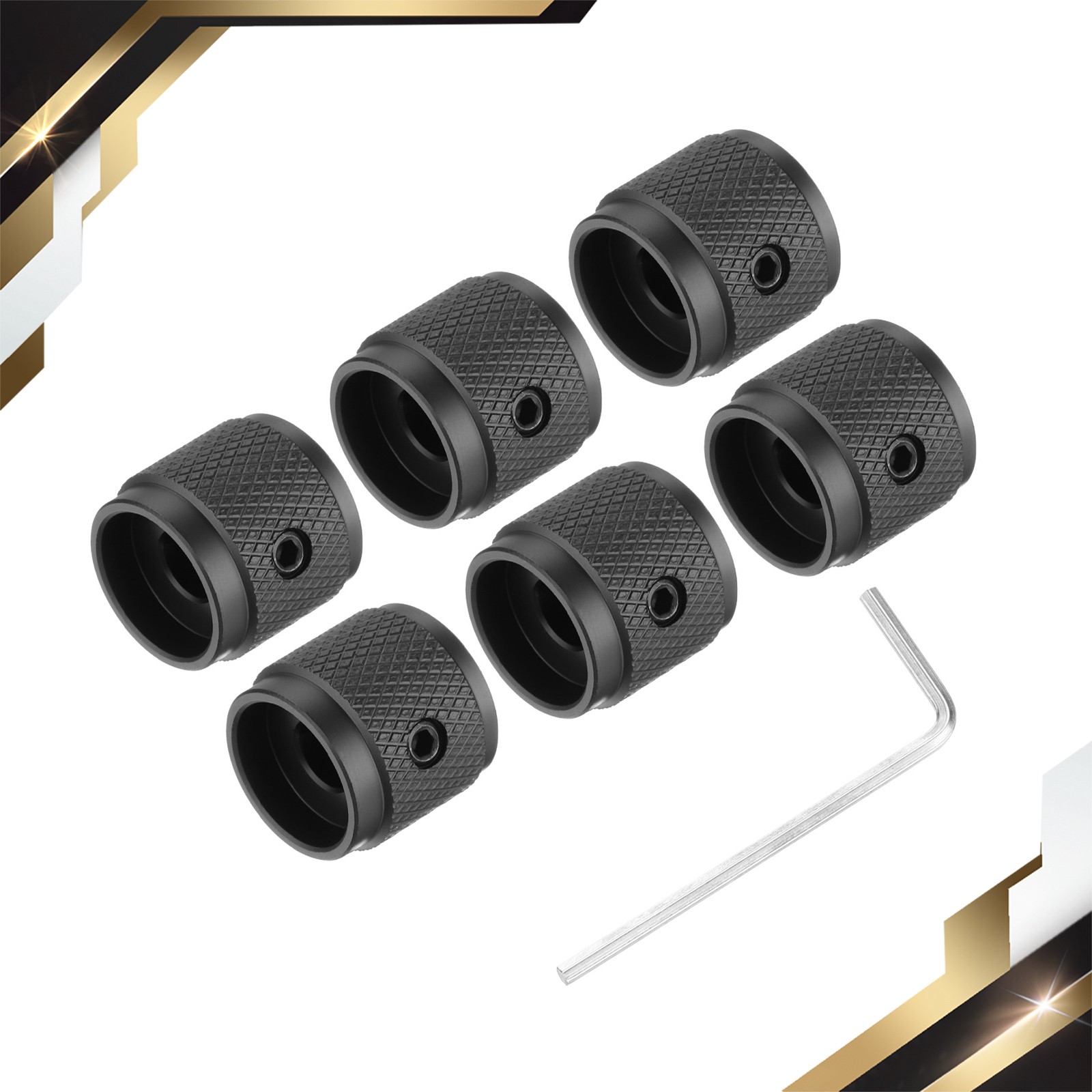 6PCS Guitar Knobs Metal Volume Tone Control Dome Knobs 1/4″ x 5/8″ Black