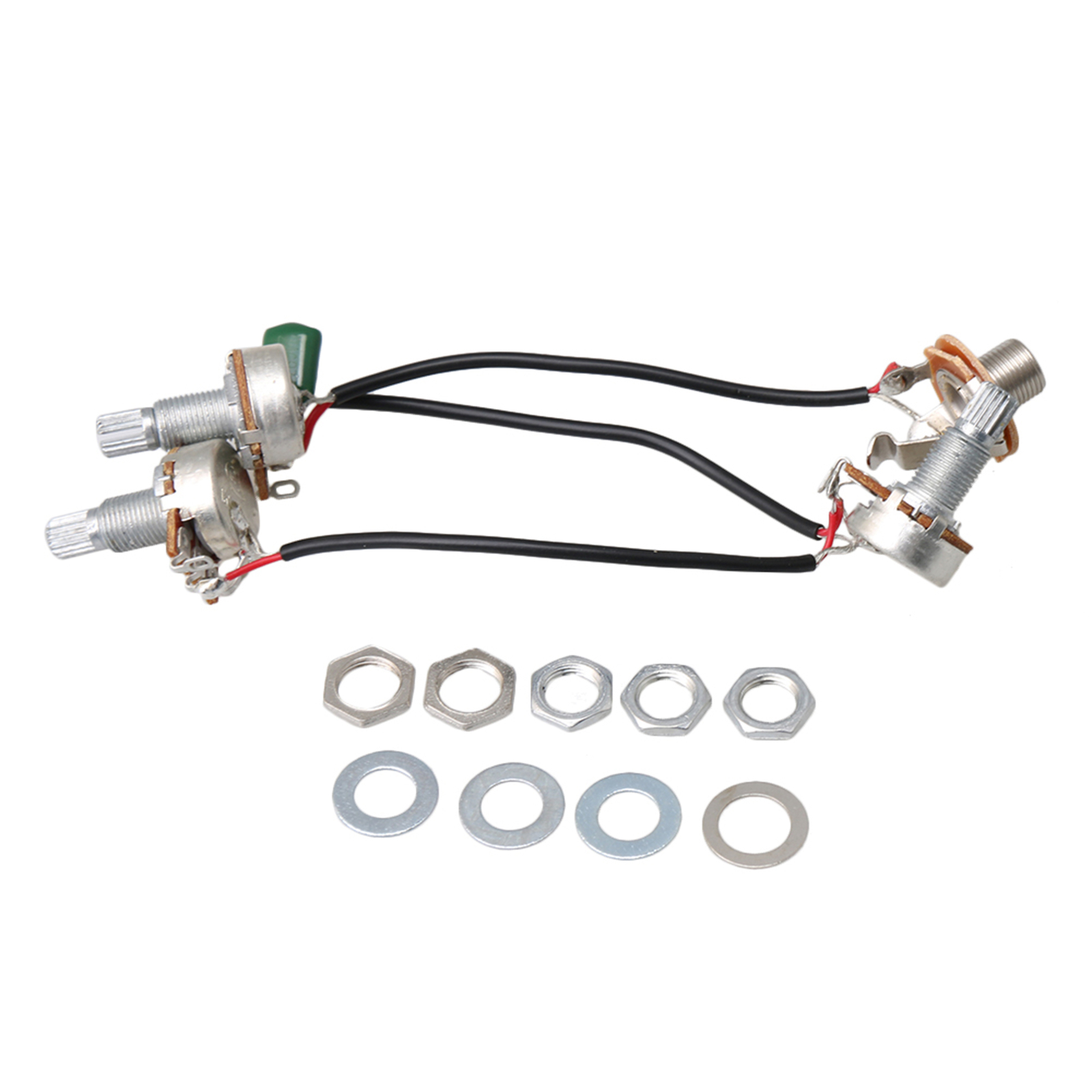 Multicolor 500K Bass Wiring Harness-Prewired Metal & PVC 2 Volume 1 Tone