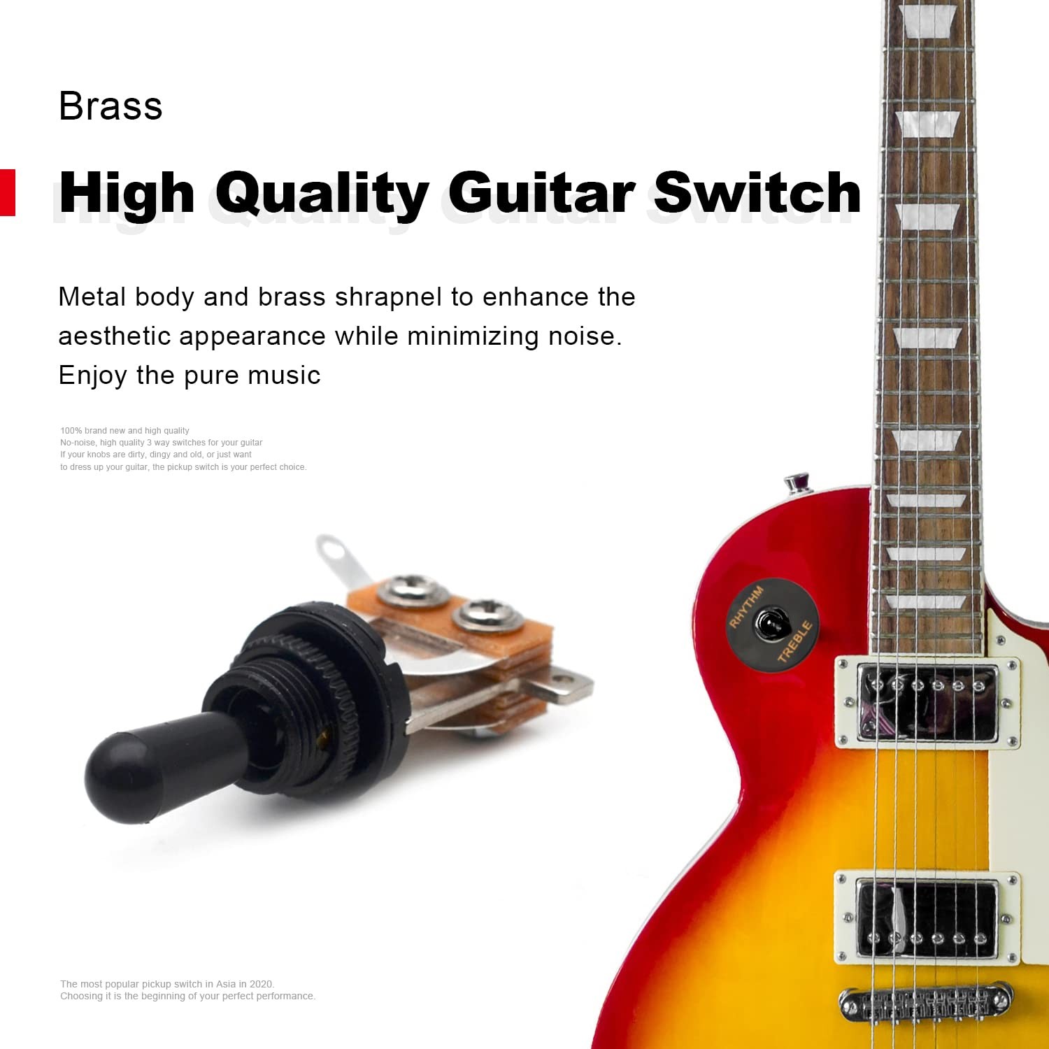 Guitar 3 Way Toggle Switch Black Metal Electric Pickup Selector For Les Paul