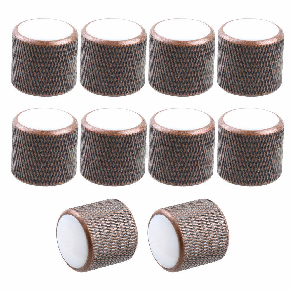 10x Guitar Bass Metal Control knob White Shell inlay volume tone knobs Bronze