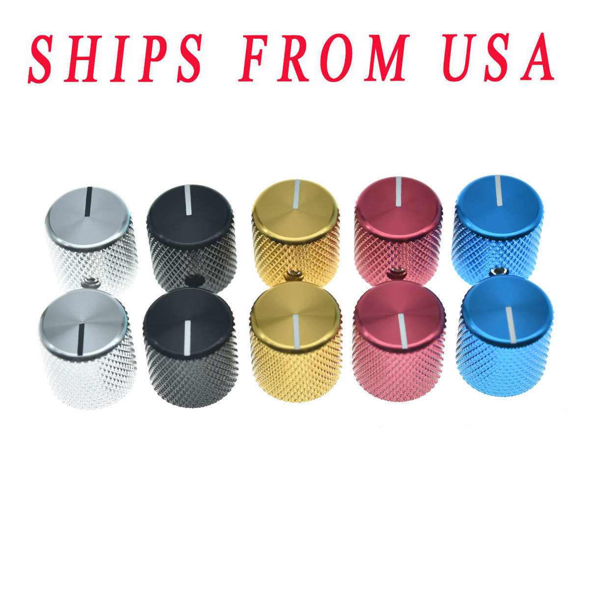 2* Aluminium Guitar Bass Knobs 1/4″ Universal Pots Knobs for Telecaster/P Bass