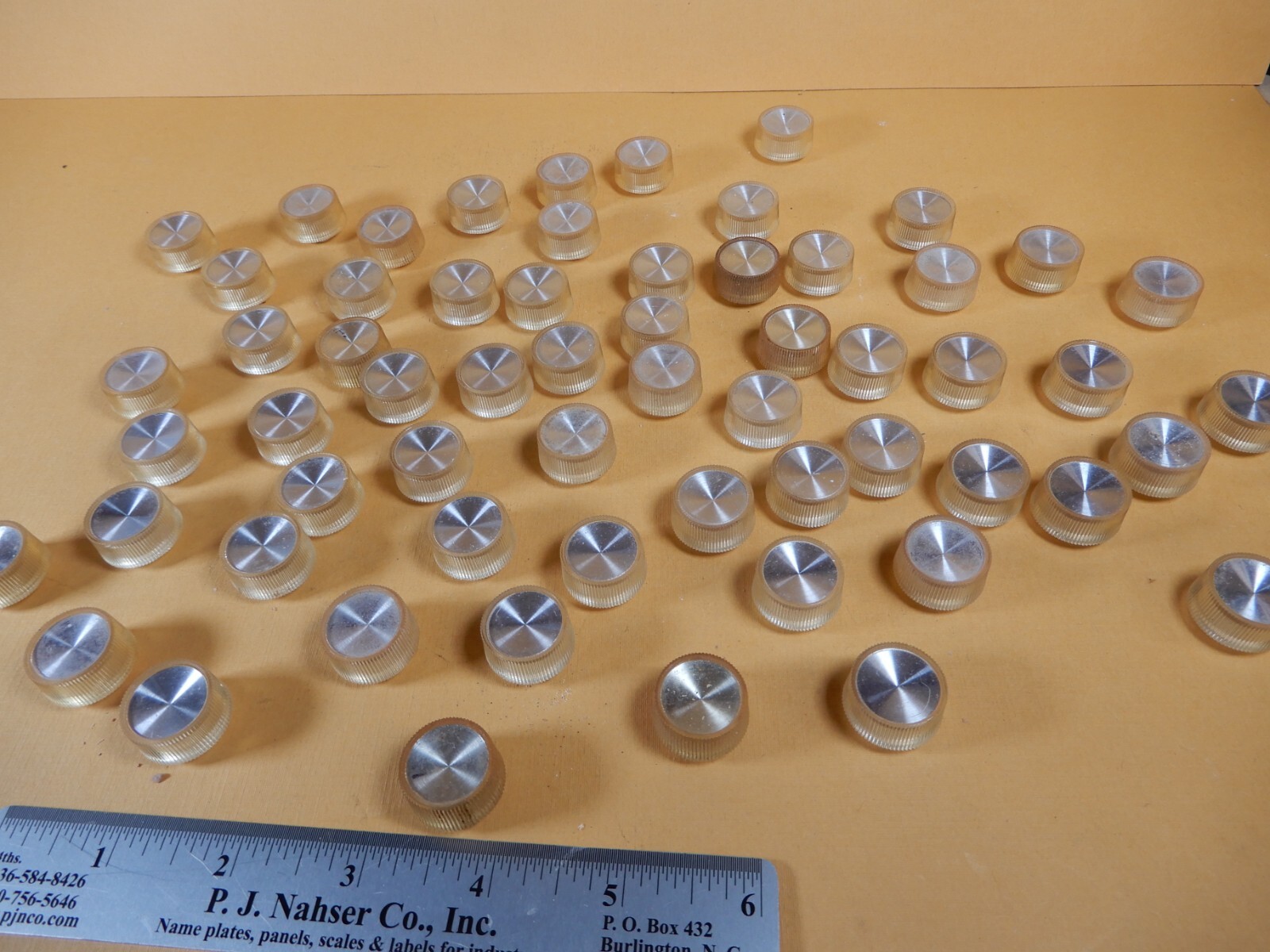 Sixty Clear Knobs for 1/4 Flat Shafts NOS? Some a Little Dirty as Shown