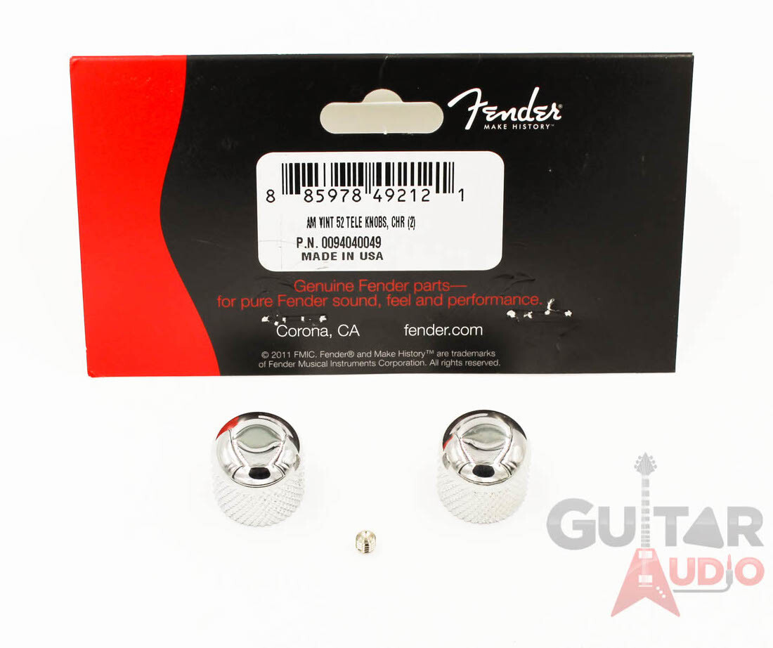Genuine Fender ’52 American Vintage Knurled Tele Dome Knobs (2) – CHROME