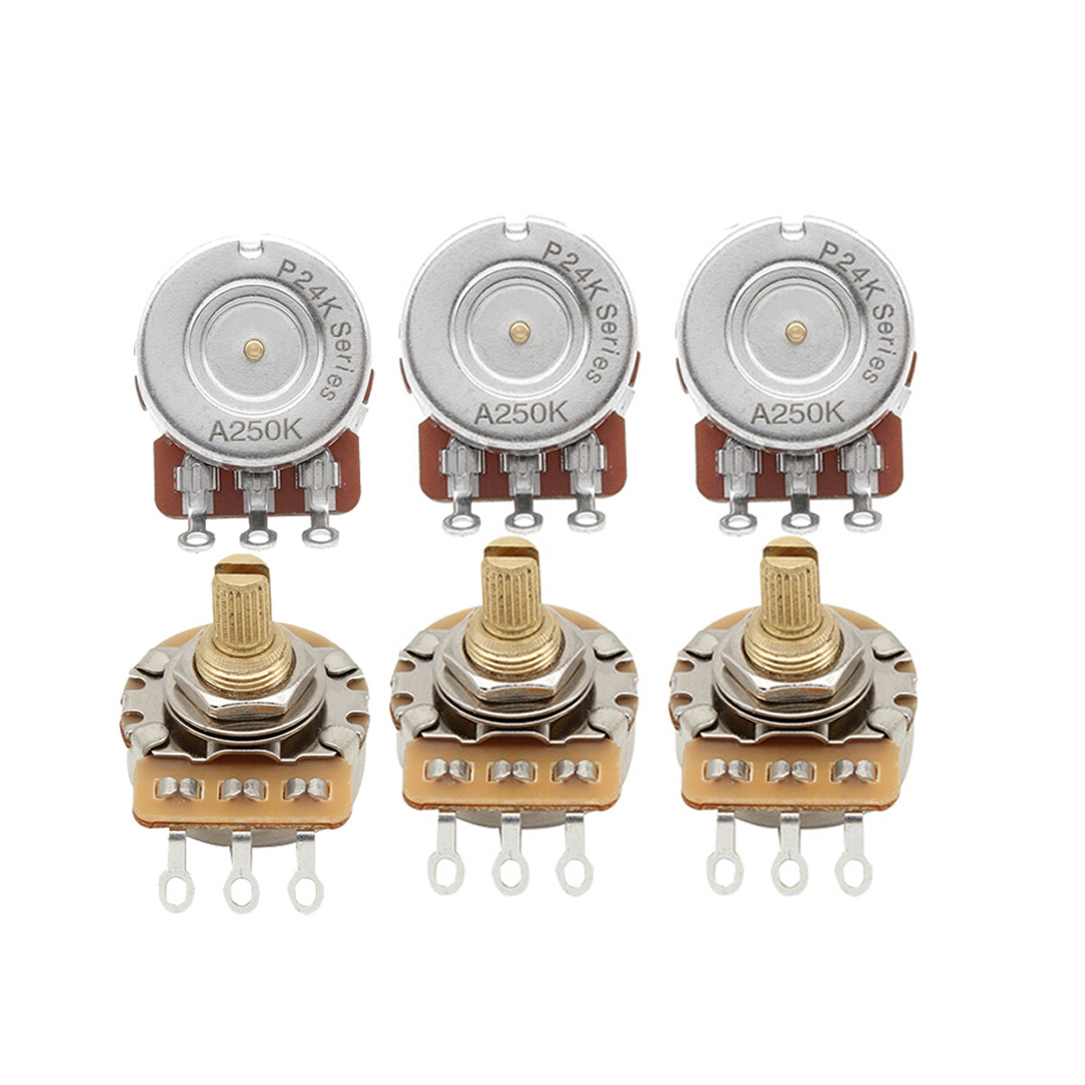 FLEOR 6PCS A/B 250/500K Guitar Bass Potentiometers Short Split Shaft Pots