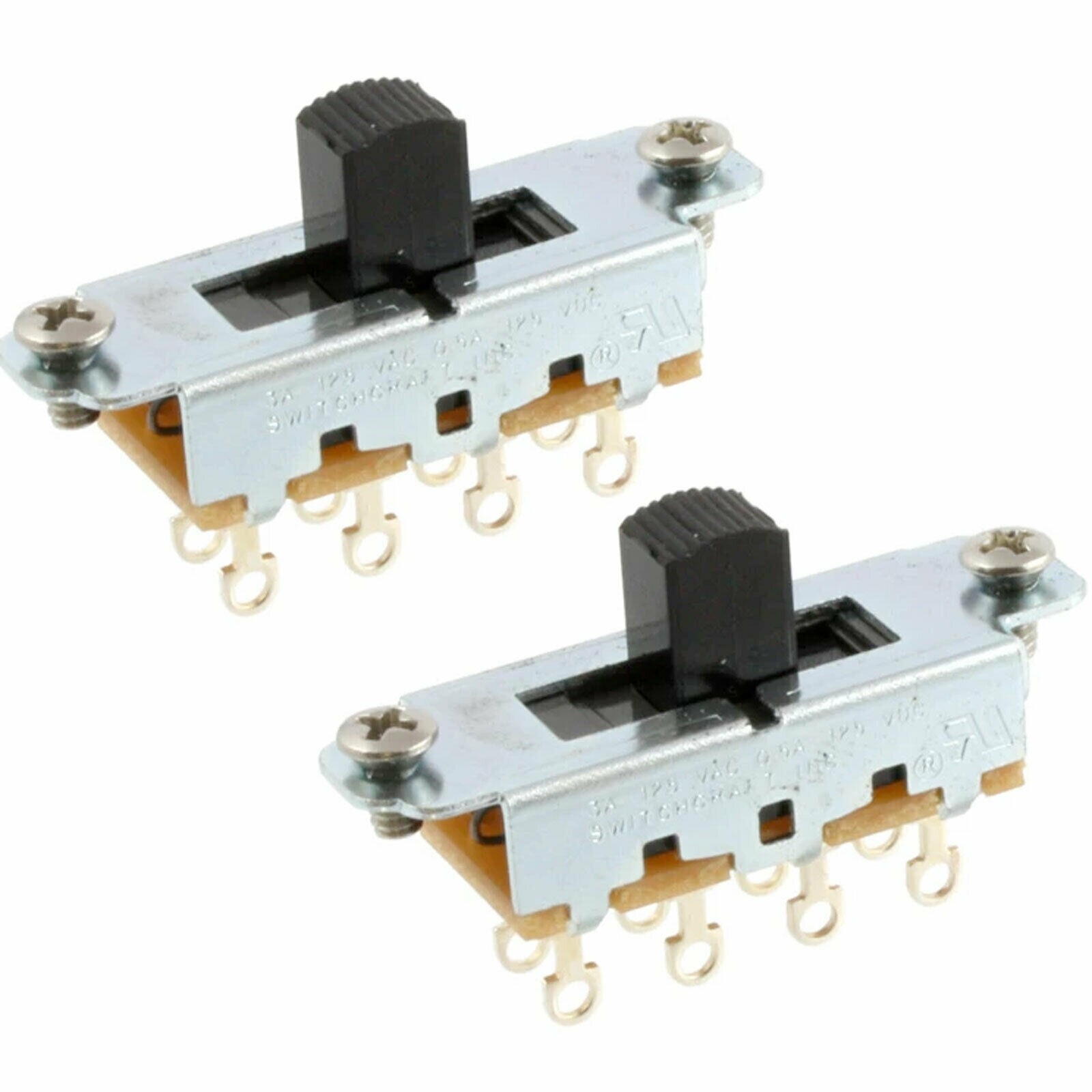 NEW (2) Switchcraft® On-Off-On Slide Switch for Fender Mustang® – Black Knob