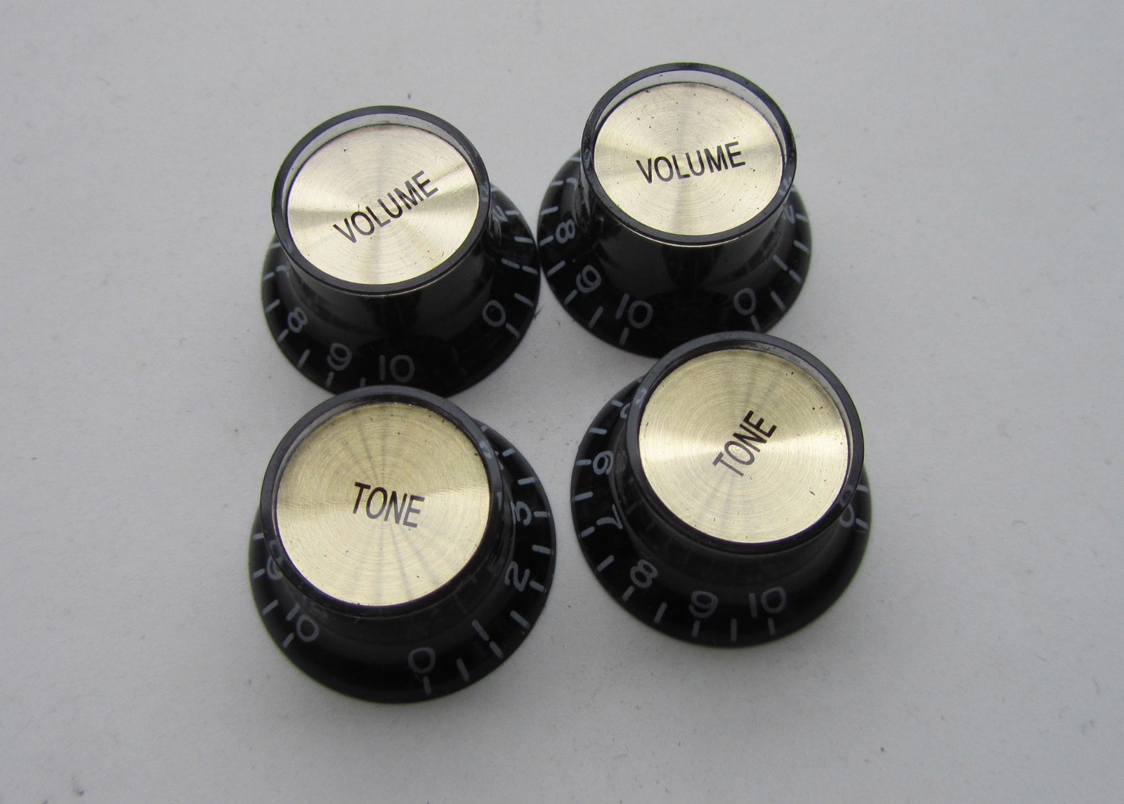 Black W/ Gold Reflector Knobs Top Hat Guitar Knobs Fits Epiphone LP SG