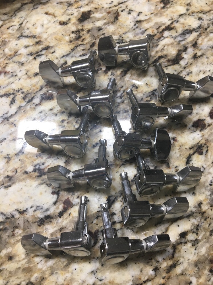 12 New Chrome 3X3 Guitar Machine Heads 2 full sets NUTS AND WASHERS NOT INCLUDED