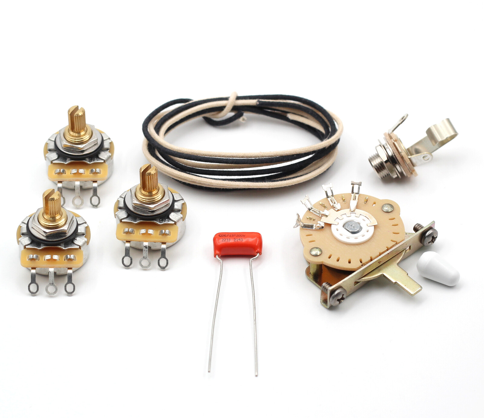 TAOT Stratocaster® Wiring Kit – CTS 450G, Oak 5-way, .022 OD Cap – Strat