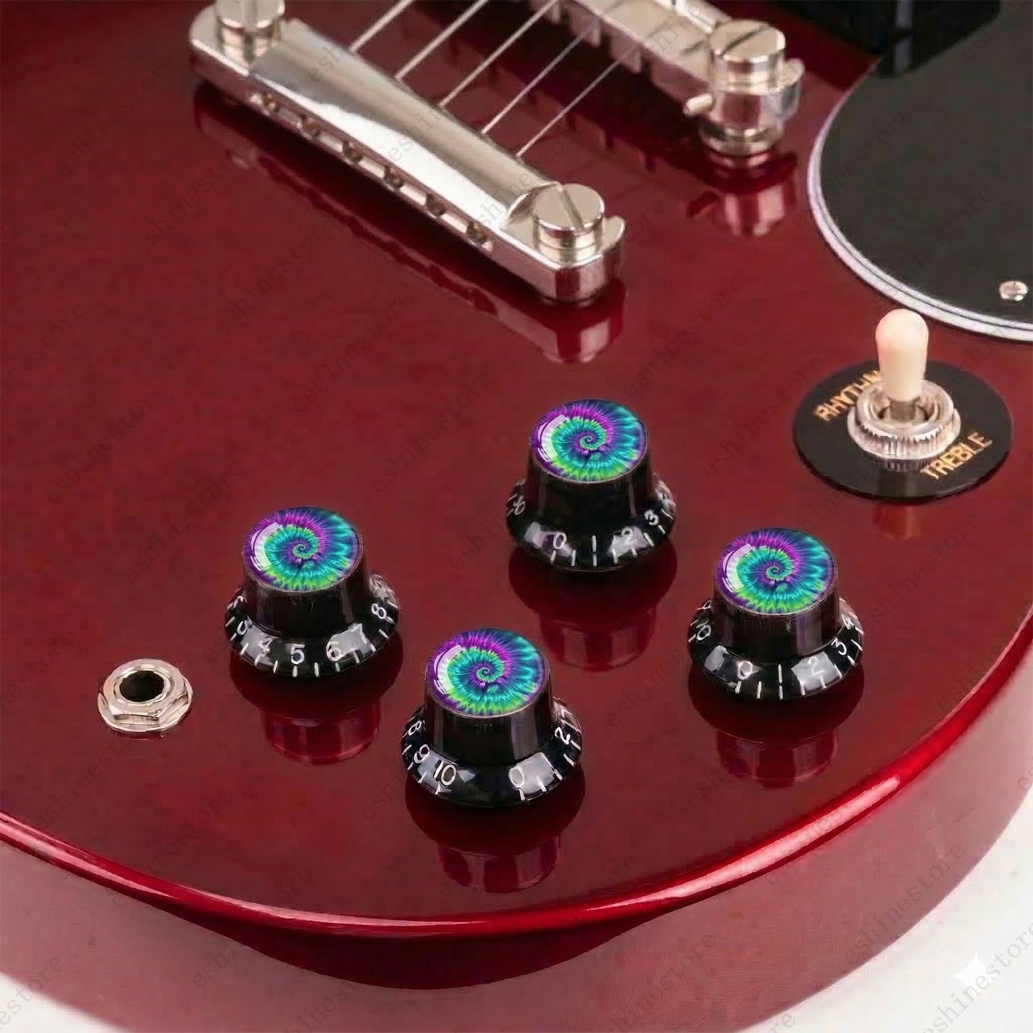 Guitar Reflector Knobs with Spiral Tie Dye Cap Top Hat Knob for Les Paul SG – 03