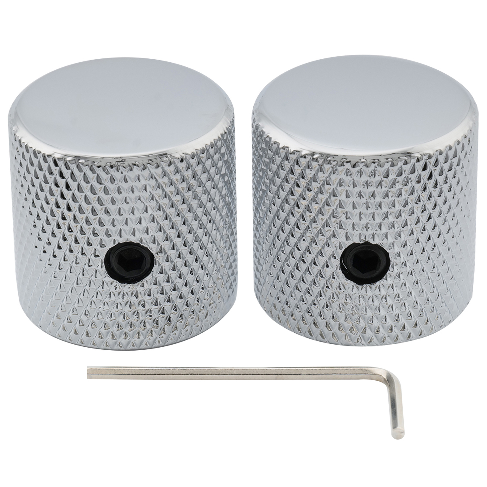 Musiclily Pro 2Pcs Chrome 1/4″ Steel Fine Knurled Flat Top Universal Guitar Knob
