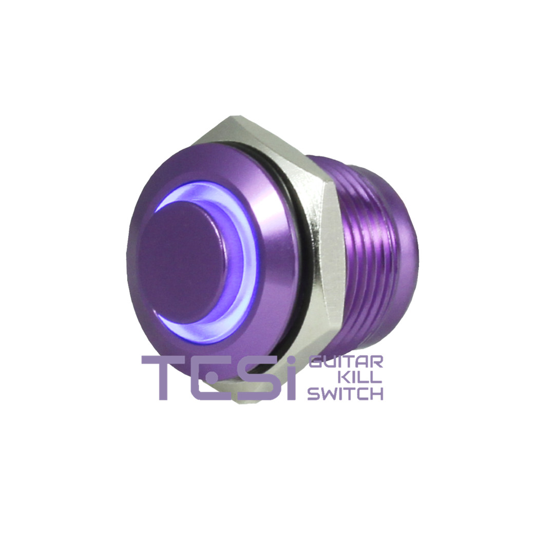 Tesi FILO 16MM LED Momentary Push Button Guitar Kill Switch Purple w/Blue LED
