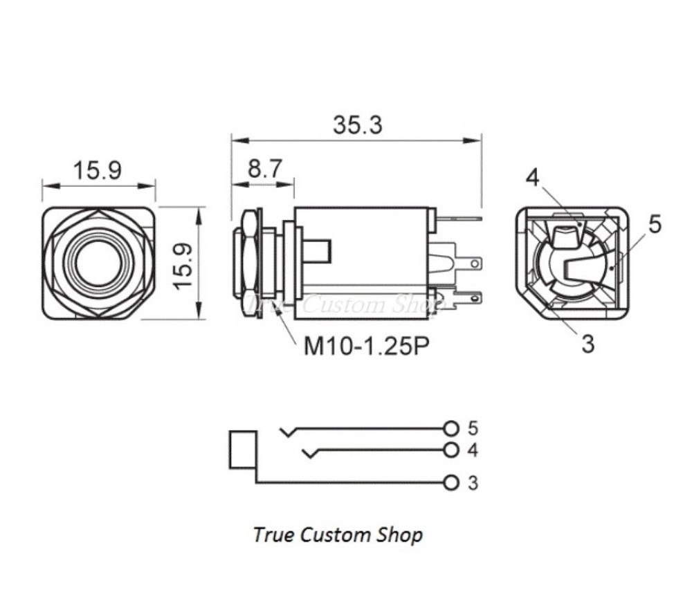 True Custom Shop® Box Closed Stereo Output Jack for Deluxe Fender Bass & Guitar