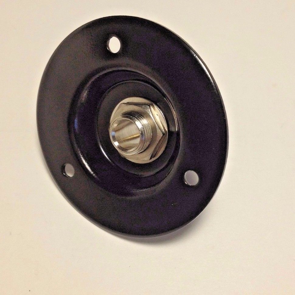Black Speaker Cabinet Amp Jack Plate 2″ Round Metal w/1/4″ Switchcraft #11 Jack