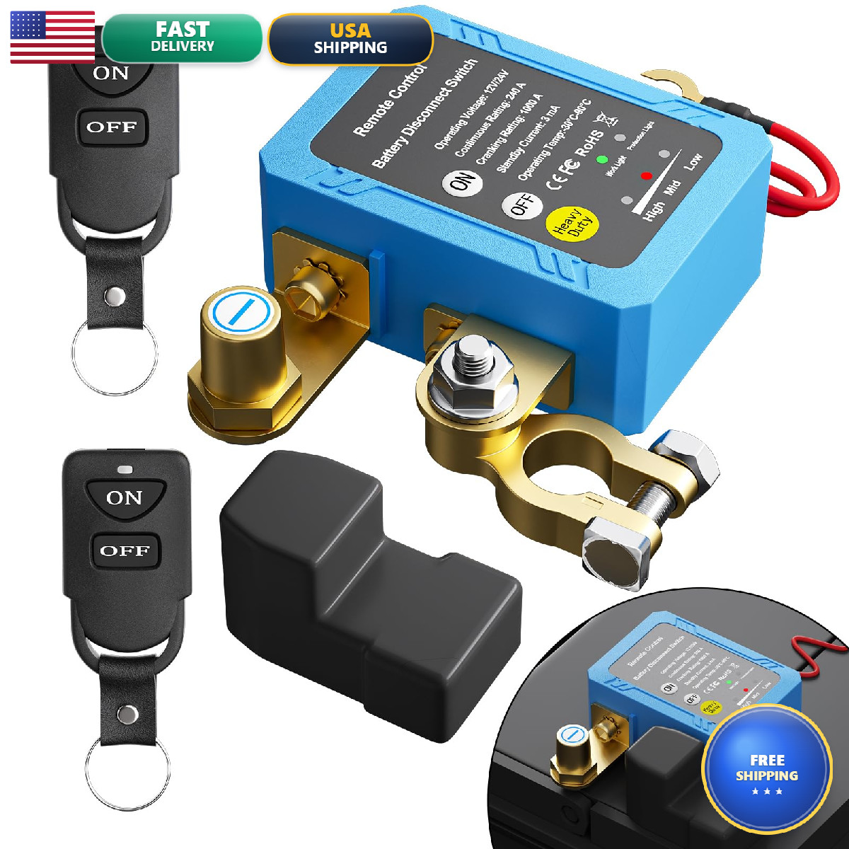 Rvmarinepat Remote Battery Disconnect Switch 12V 240A Kill Switch For Car