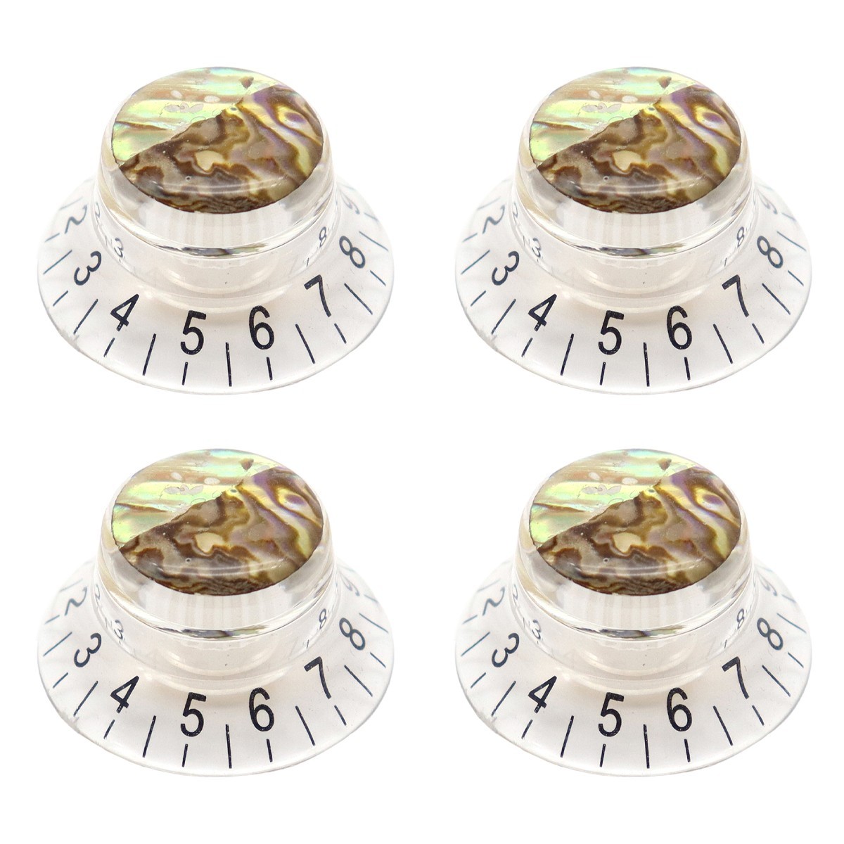 4xAbalone Top Guitar Knobs Hat Push-in Volume Amplifier Audio Control Knob Clear