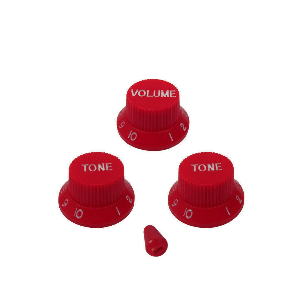 FLEOR Red 2T1V Tone Volume Knob & 5 Way Switch Knob Tip Cap for ST Guitar