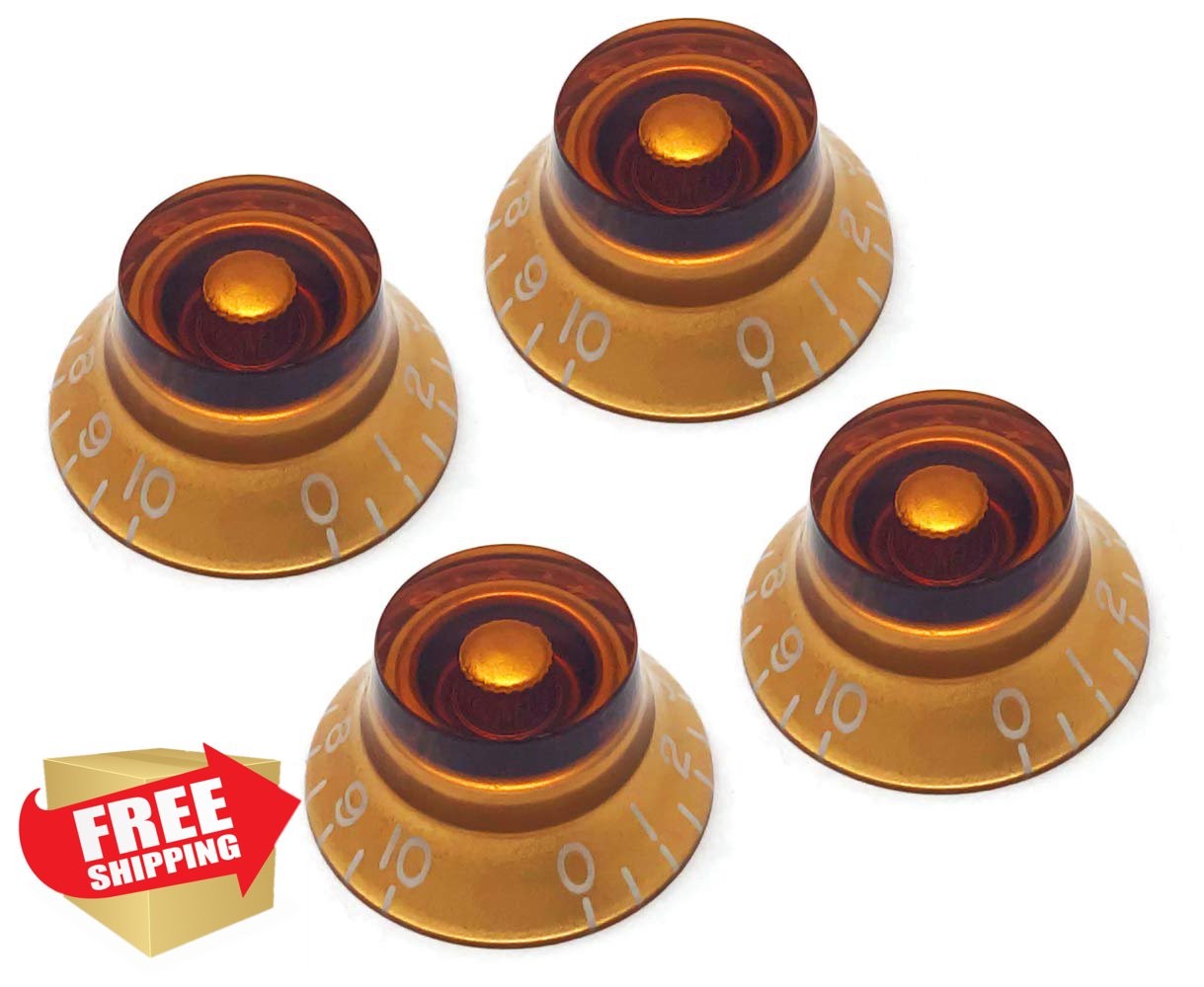Vintage Forge Amber Top Hat Bell Knobs Gibson Les Paul