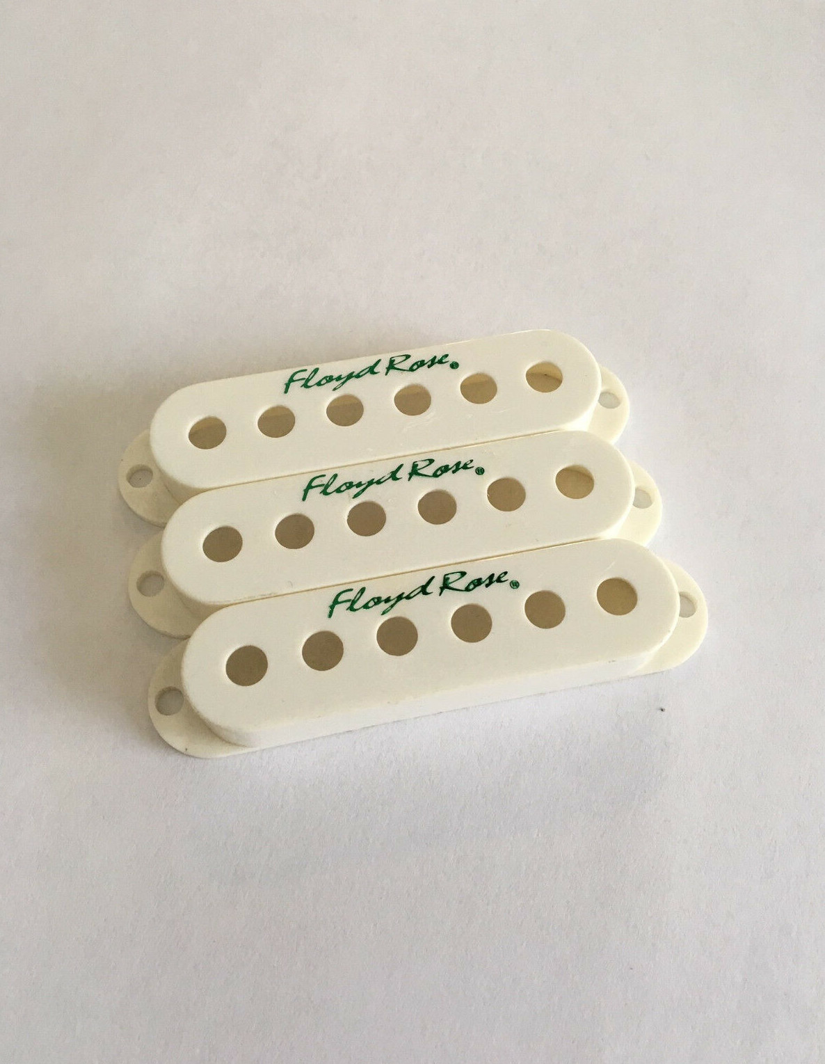 Floyd Rose Single Coil Pickup Cover Set Parch. w/ Green Logo fits Fender Duncan