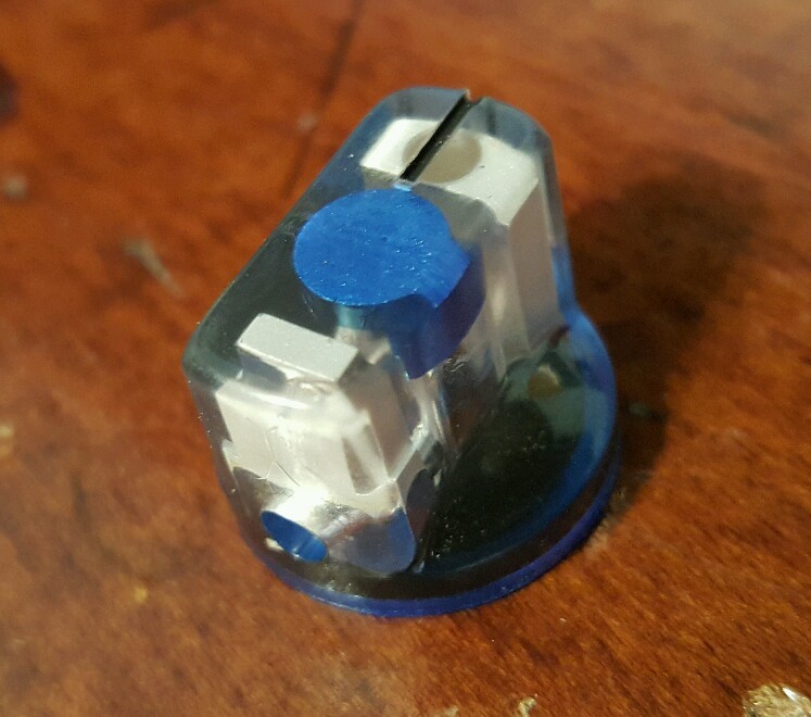 5 JAT Pointer Knobs With Set Screw, Fits Guitar Amps and Pedals. Met Blue/Black