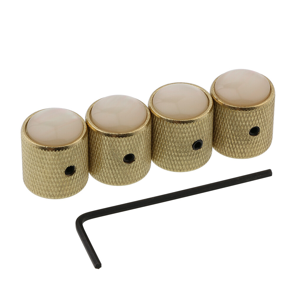 4PCS Shell Mosaic Metal Dome Tone Guitar Bass Knob Control 6mm Gold