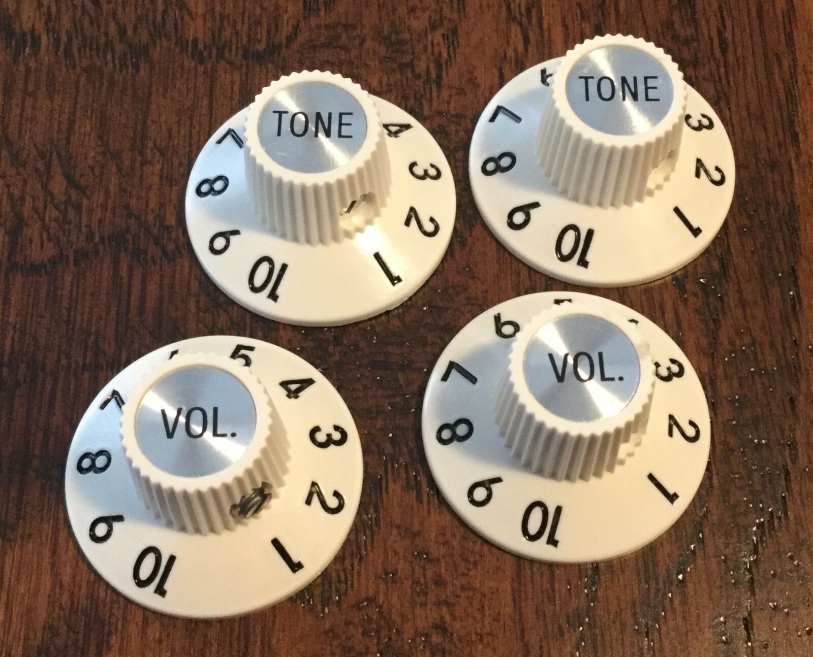(4) AGED WHITE / Witch Hat Guitar Knobs / Vol Tone / Set Screw / Jazzmaster