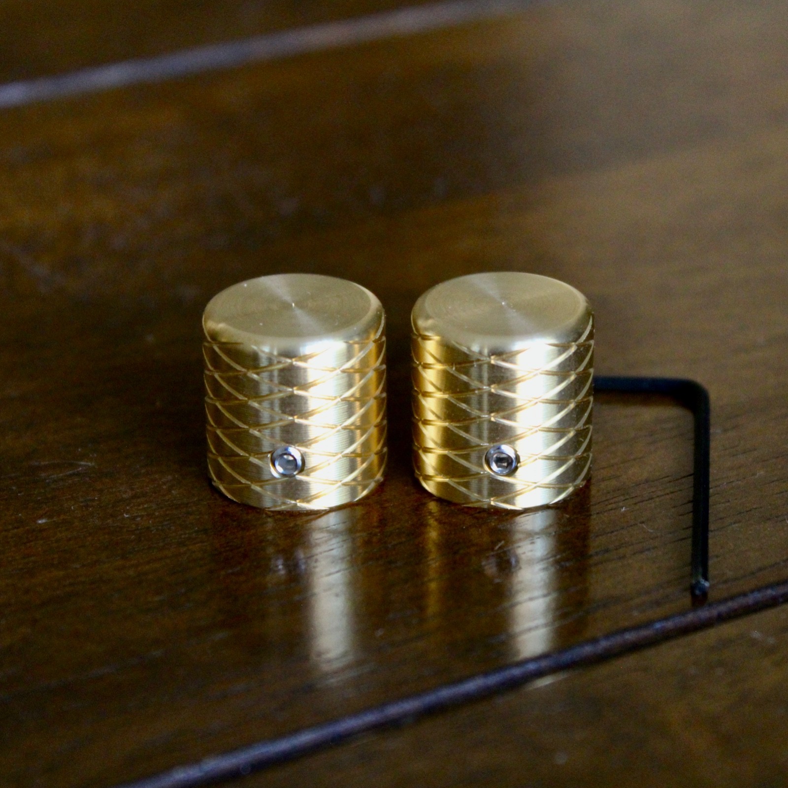 Double Helix Flat Top knob set of 2, Solid Brass