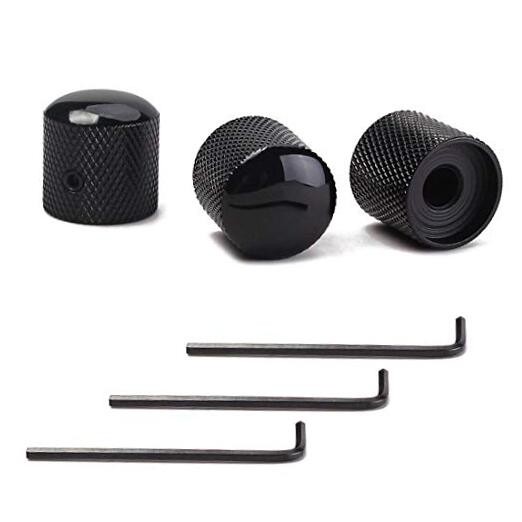 Set of 3 Black Metal Guitar Knobs – Guitar Volume Tone Control Dome
