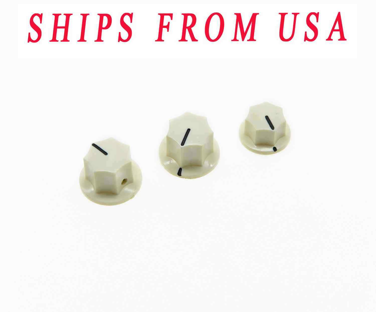 Set of 3 USA Spec Jazz Bass Knobs 1/4″ J Bass Large with Small Knob Set Ivory