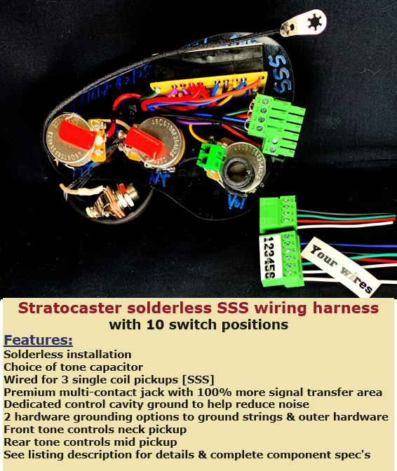 Stratocaster Solderless SSS Wiring Upgrade/ 10 way switch with Series & Parallel