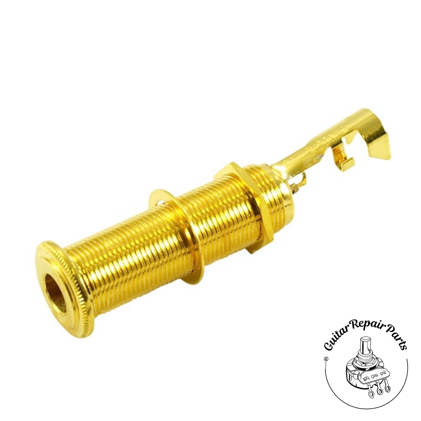 Switchcraft Long Threaded 1/4″ Stereo 3 Conductor Panel Mount Barrel Jack – Gold
