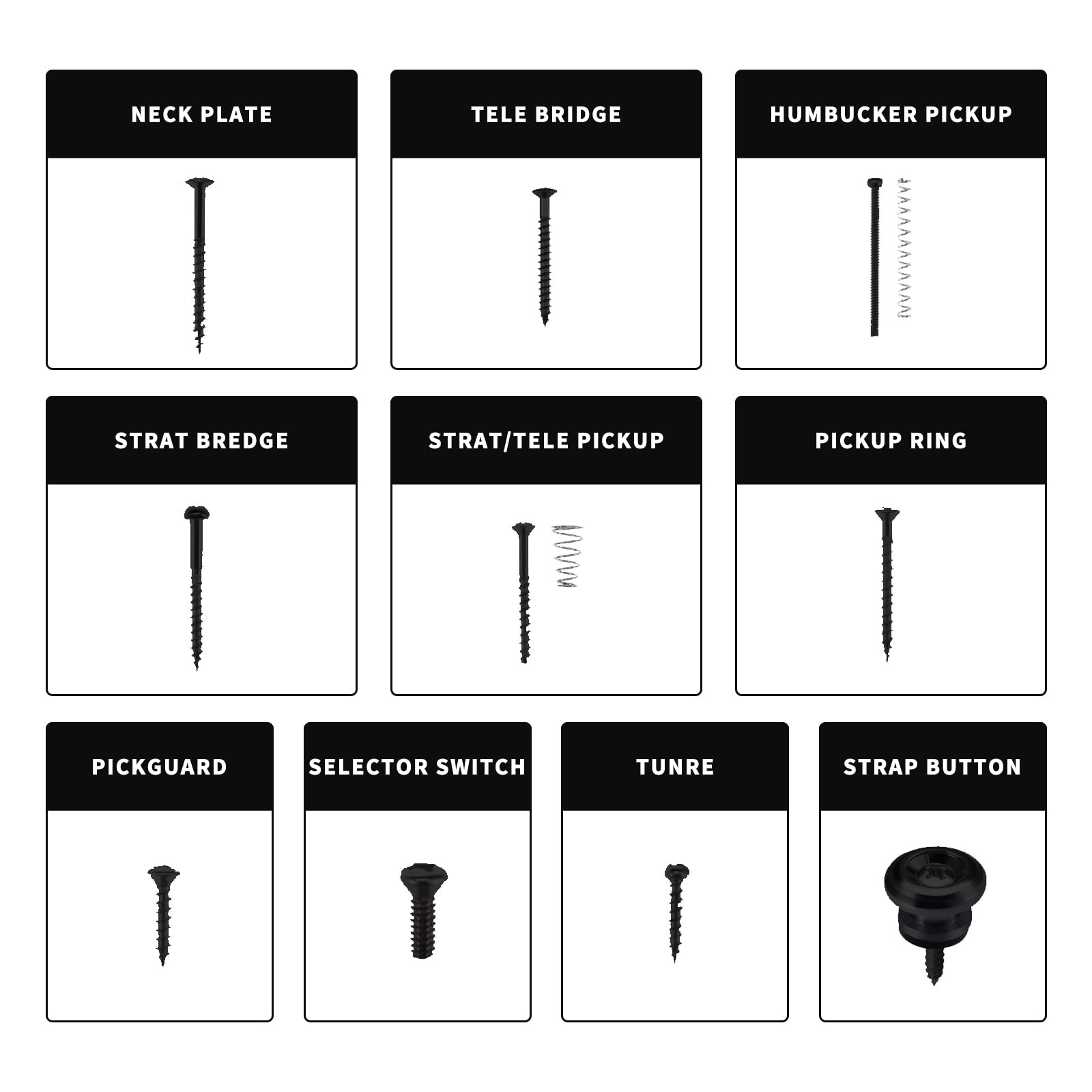 254 Pcs Guitar Screws Kit for Electric Guitar Bridge Pickup Pickguard Tuner