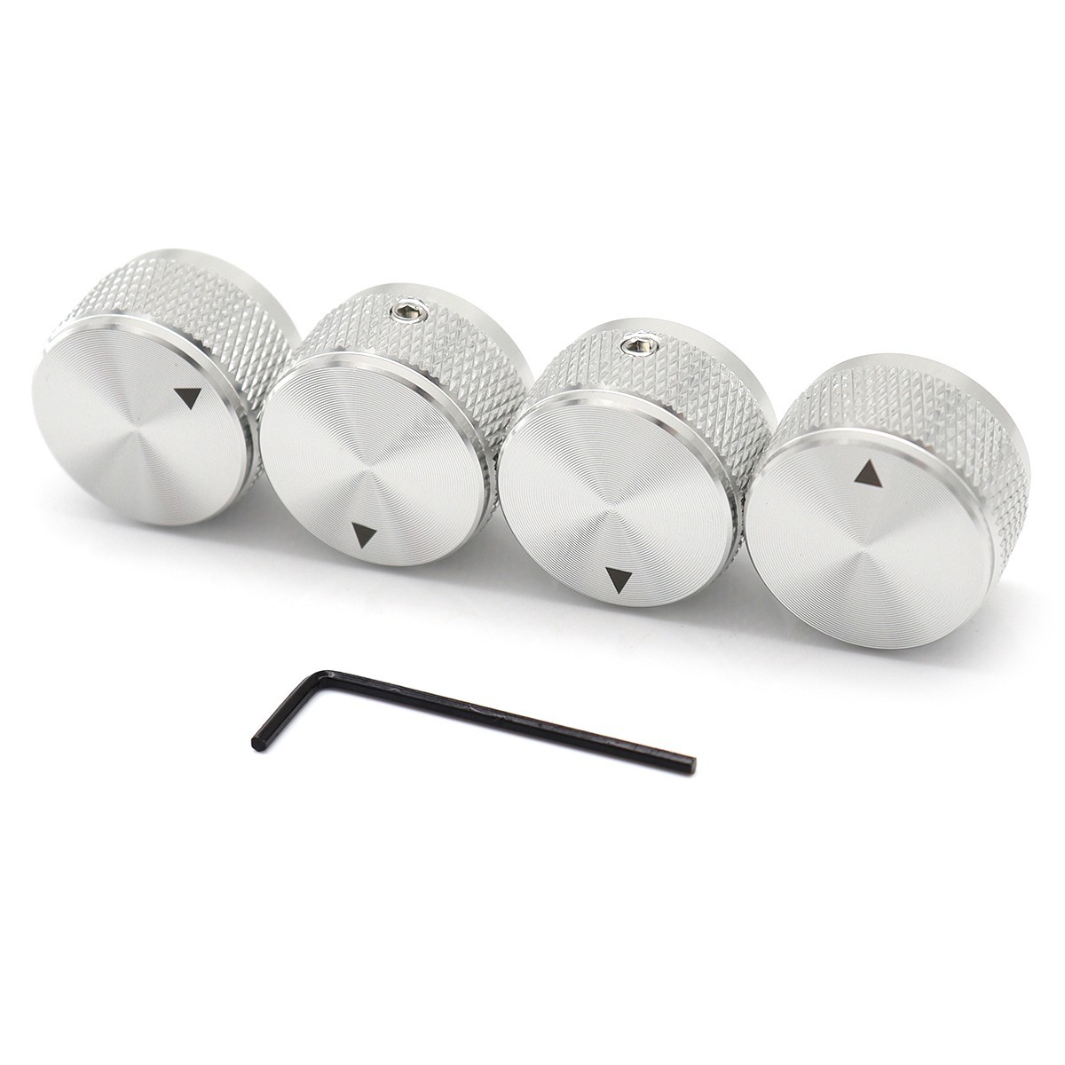 4Pcs Aluminum Guitar Knobs Electronic Control Pot Cap Volume Audio Knobs Silver