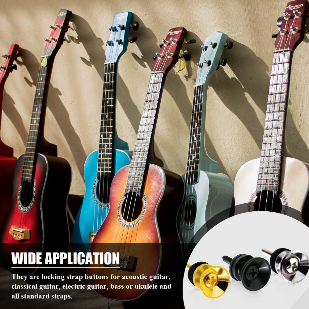 Guitar Strap Locks Buttons Metal End Pins with Mounting Screws for Acoustic…