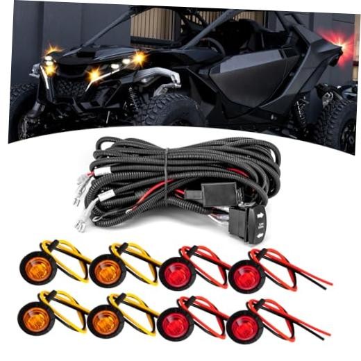 UTV Key On Turn Signal Wiring Harness with 8 LED Turn Signal Rocker Switch