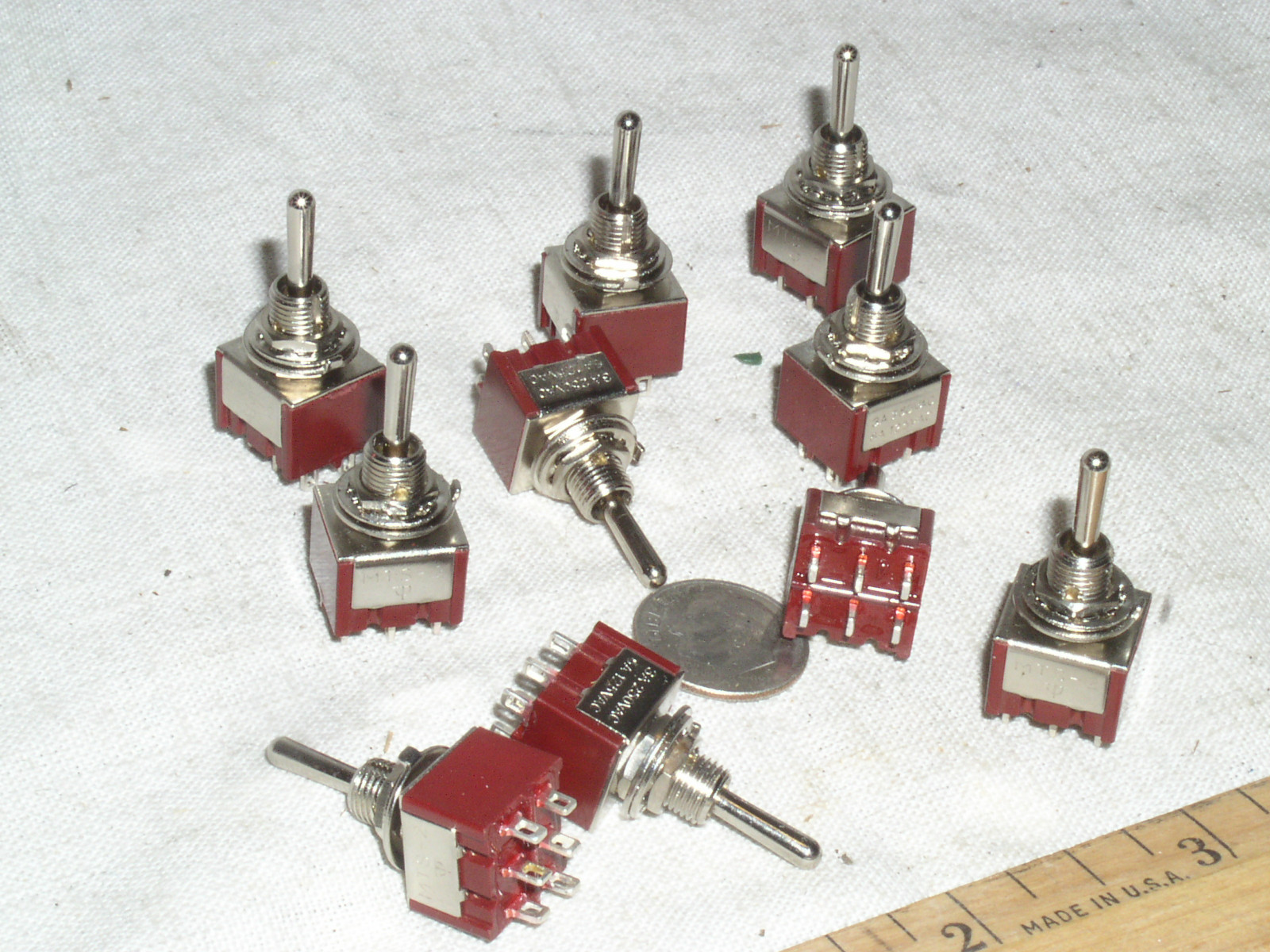 10 BRAND NEW MINI TOGGLE DPDT ON-OFF-ON MOMENTARY SWITCH 6 AMP 6A A DOUBLE POLE
