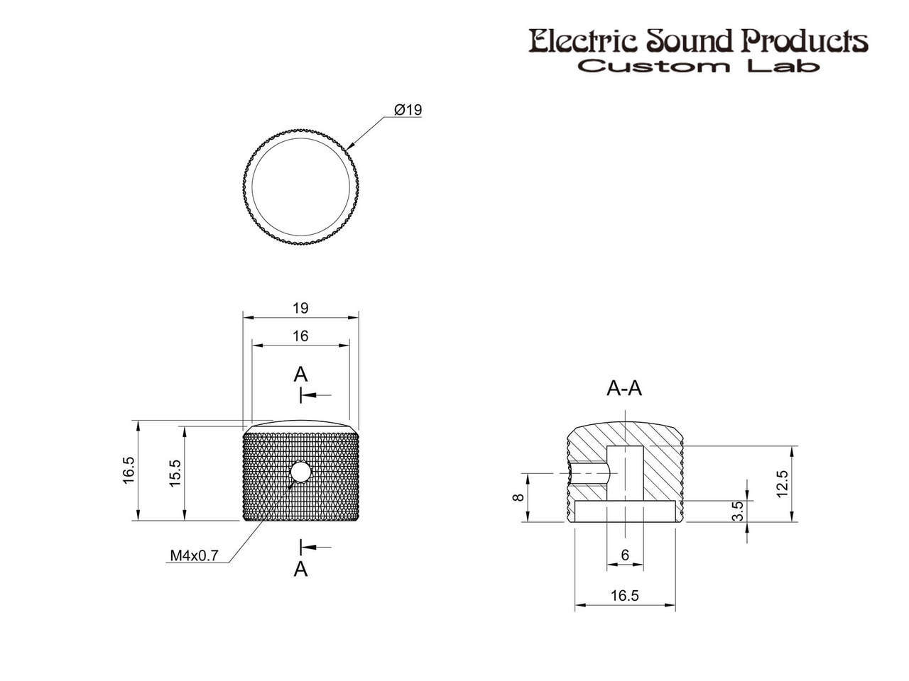 ESP Metal Knob Modern EVK-2HI / CHROME New Free Fast Shipping