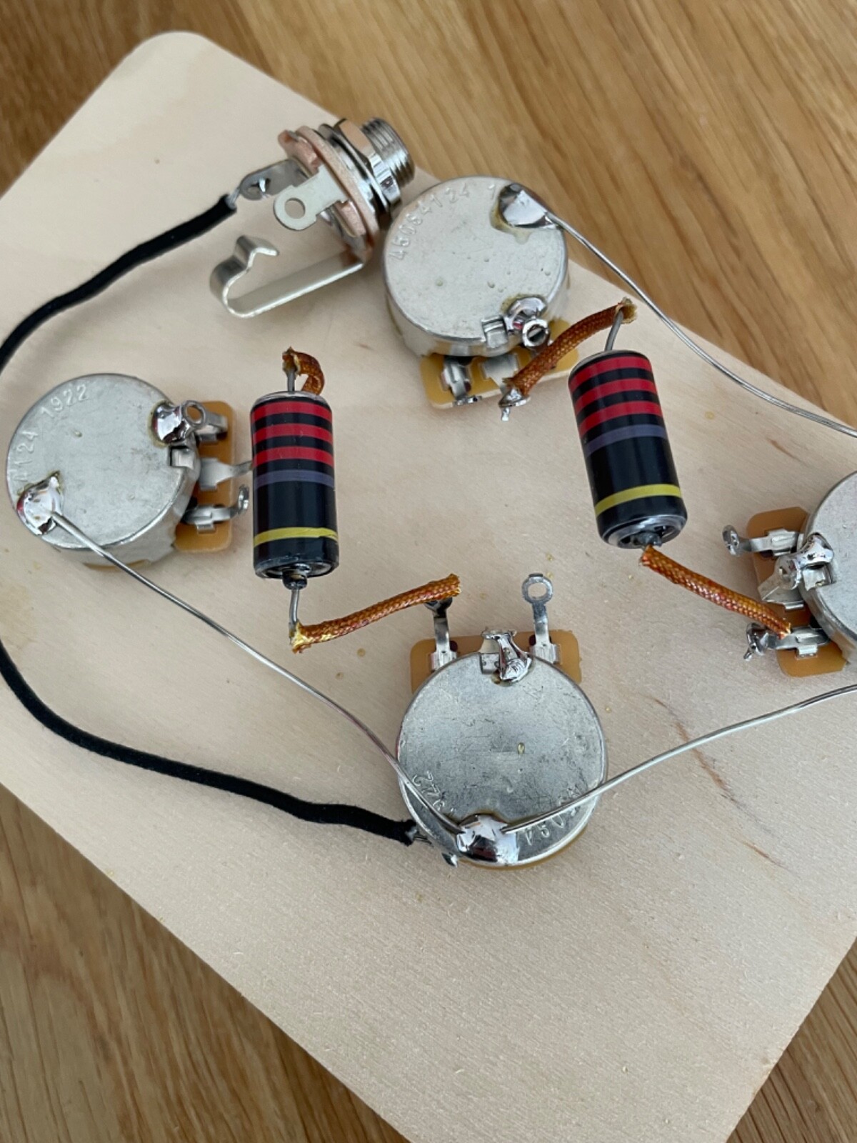 59 Parts 50’s Vintage Les Paul pre-wired harness Bumblebee caps, long shaft pots