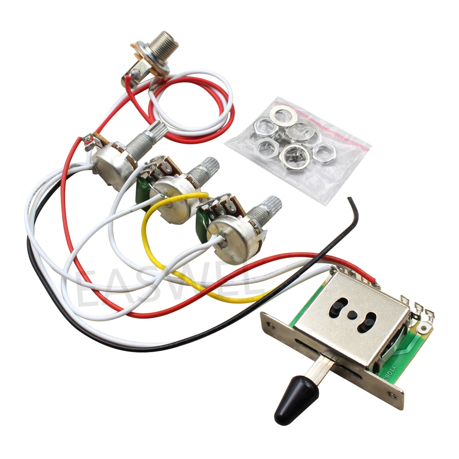 Guitar Wiring Harness Kit 5 Way Switch 1V2T 500k Pots for Fender Strat