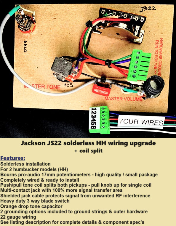 Jackson JS22 Solderless Wiring Upgrade + Coil Split & Bourns & Pure Tone Jack!