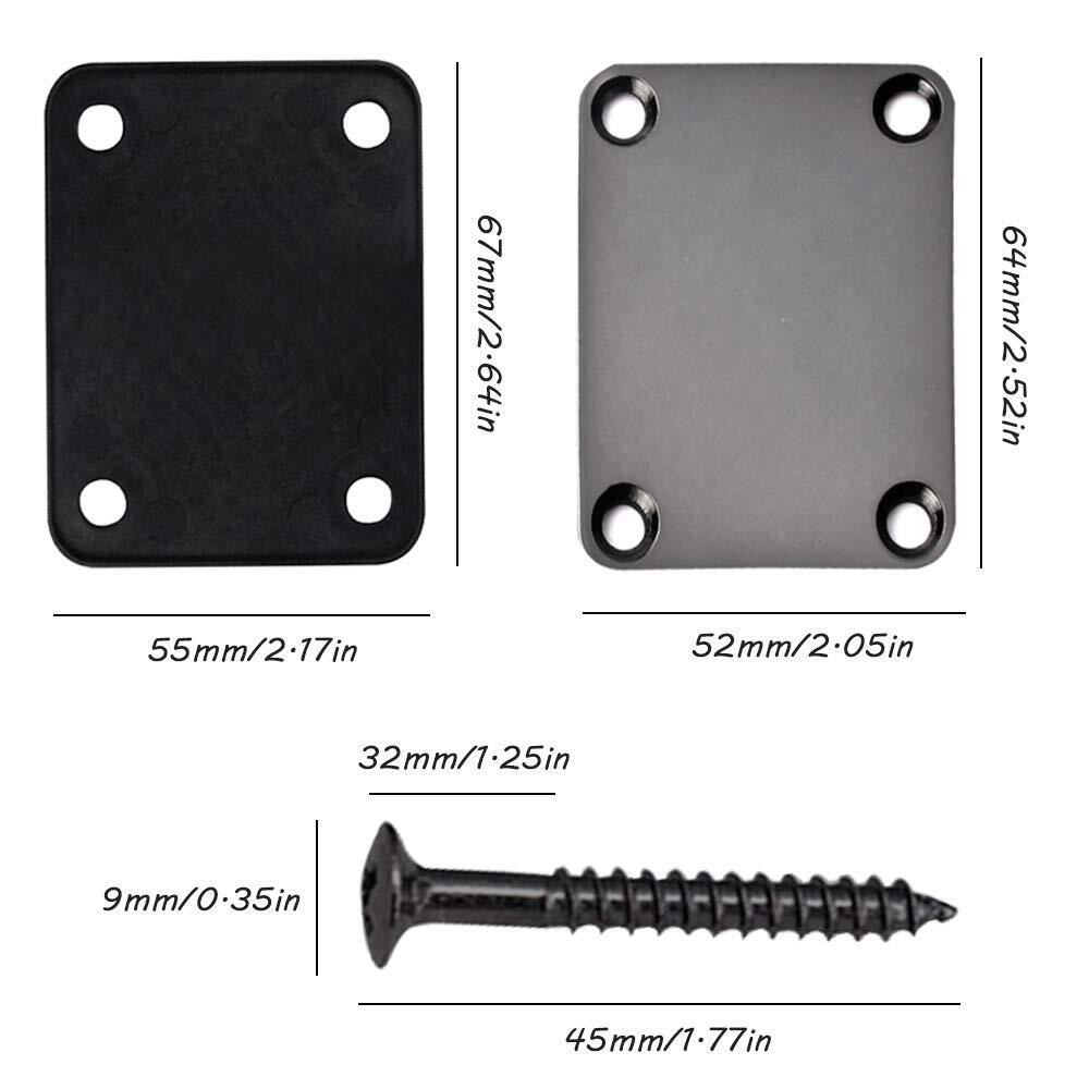 Metal Guitar Neck Plate with Screws 4 Holes Guitar Neck Joint Board, 3 Pack