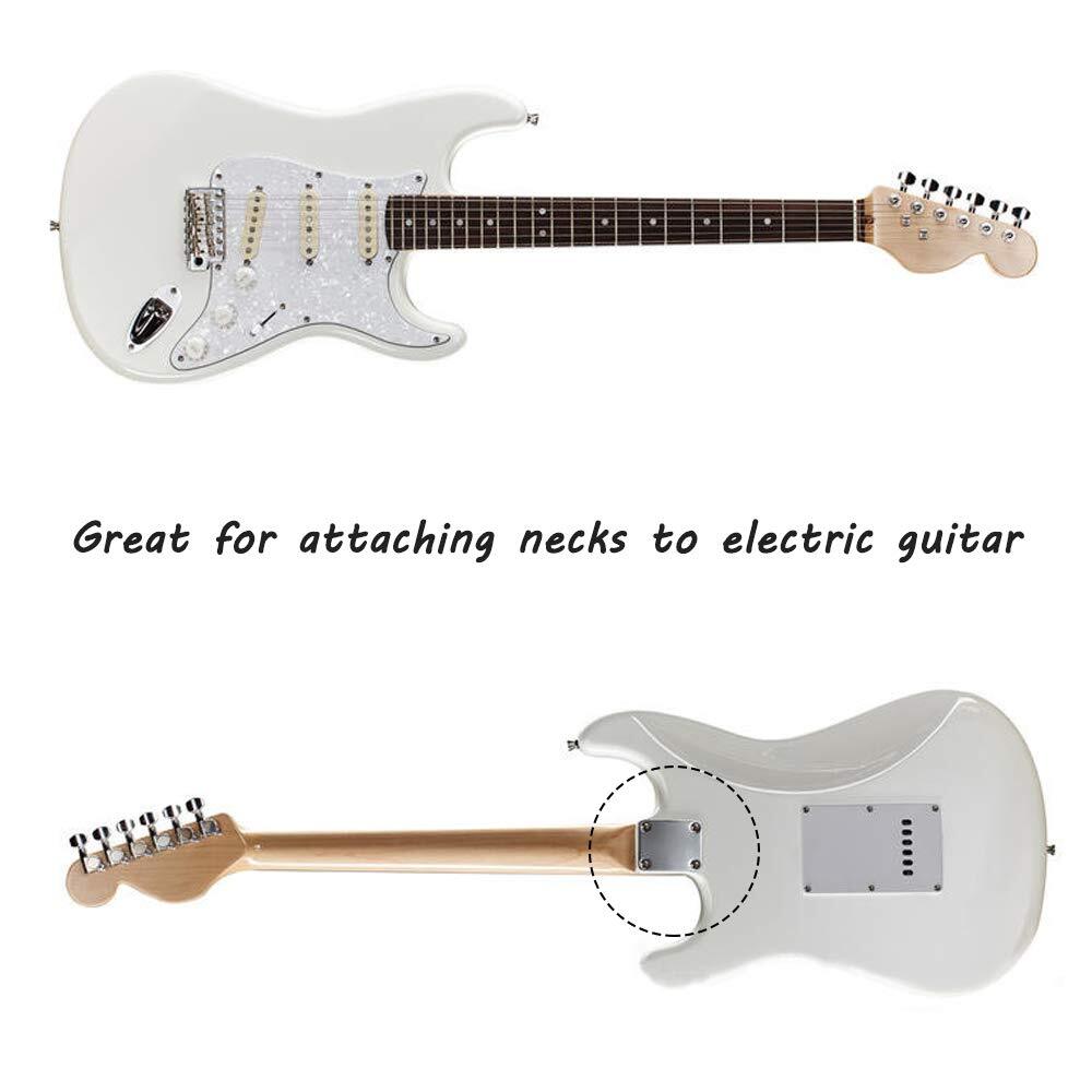 Metal Guitar Neck Plate with Screws 4 Holes Guitar Neck Joint Board, 3 Pack
