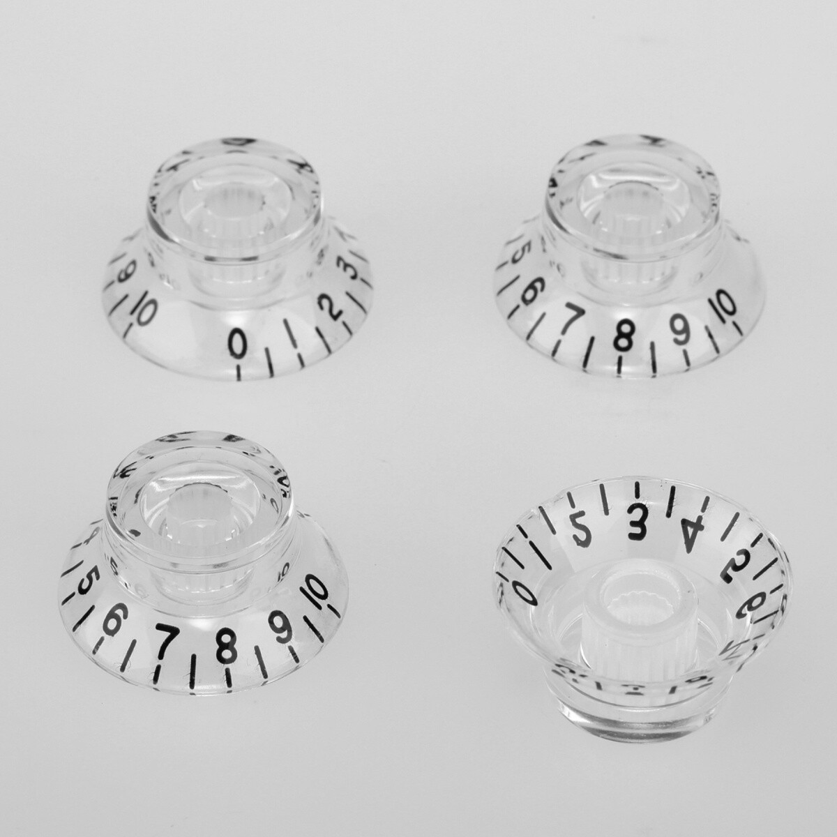 Musiclily 4Pcs Transparent Clear Metric Plastic Bell Speed Control Guitar Knob