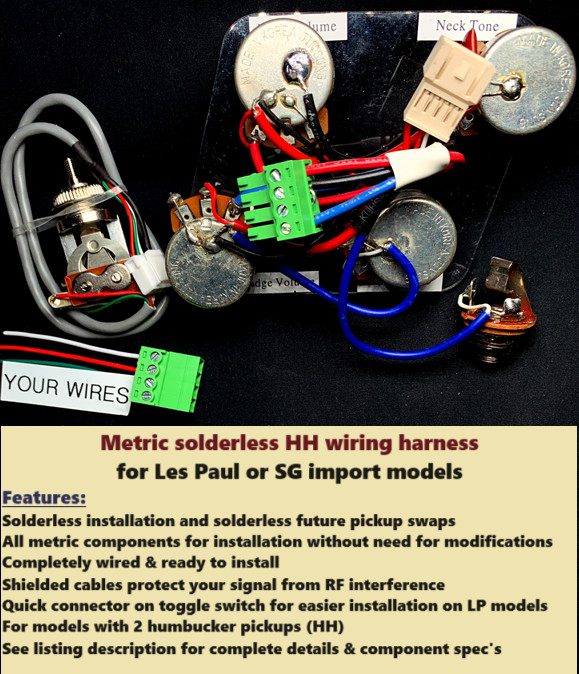 Les Paul / SG – Solderless Metric Wiring Harness for import models